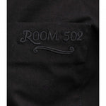 Classic black cotton shirt detail discreet embroidery poplin fabric