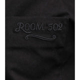 Classic black cotton shirt detail discreet embroidery poplin fabric