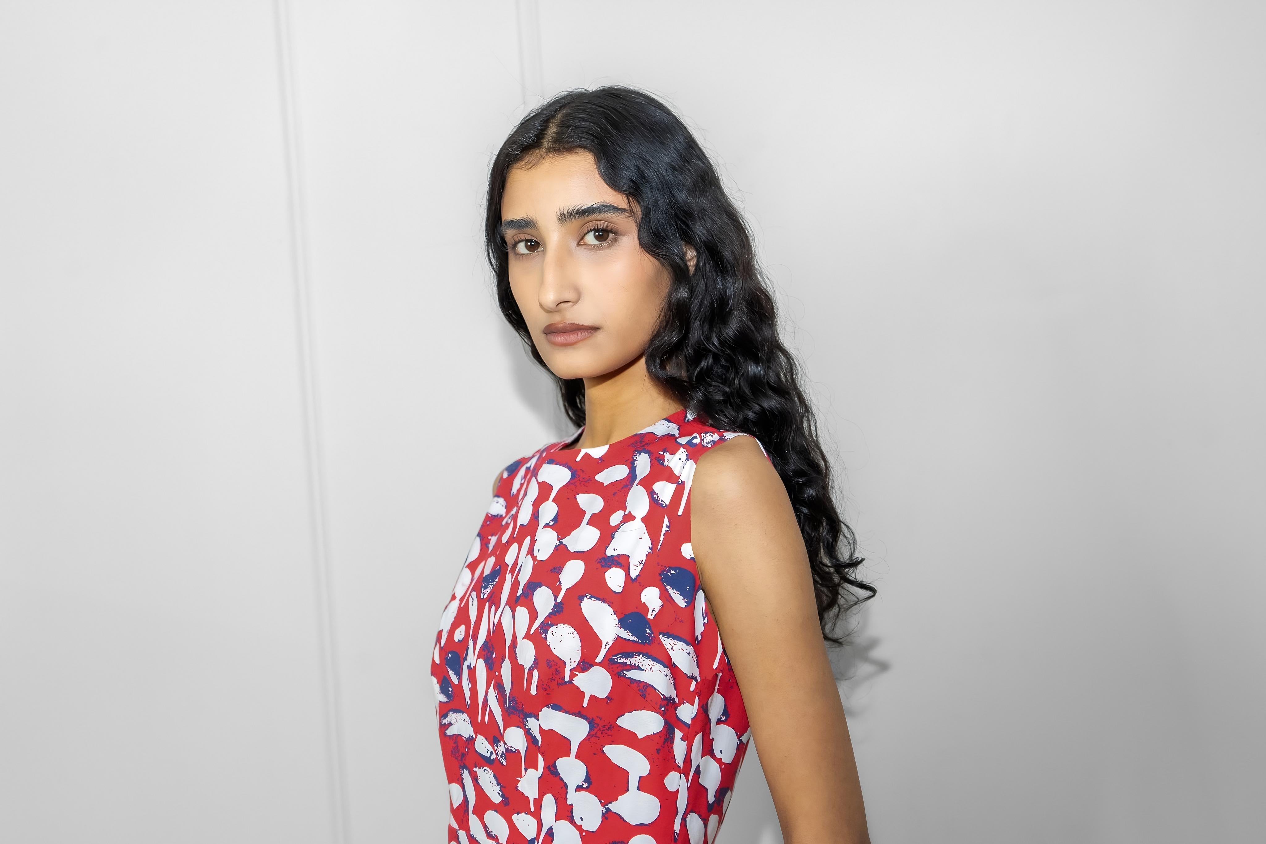 Anna Red Print Cotton Sleeveless Dress