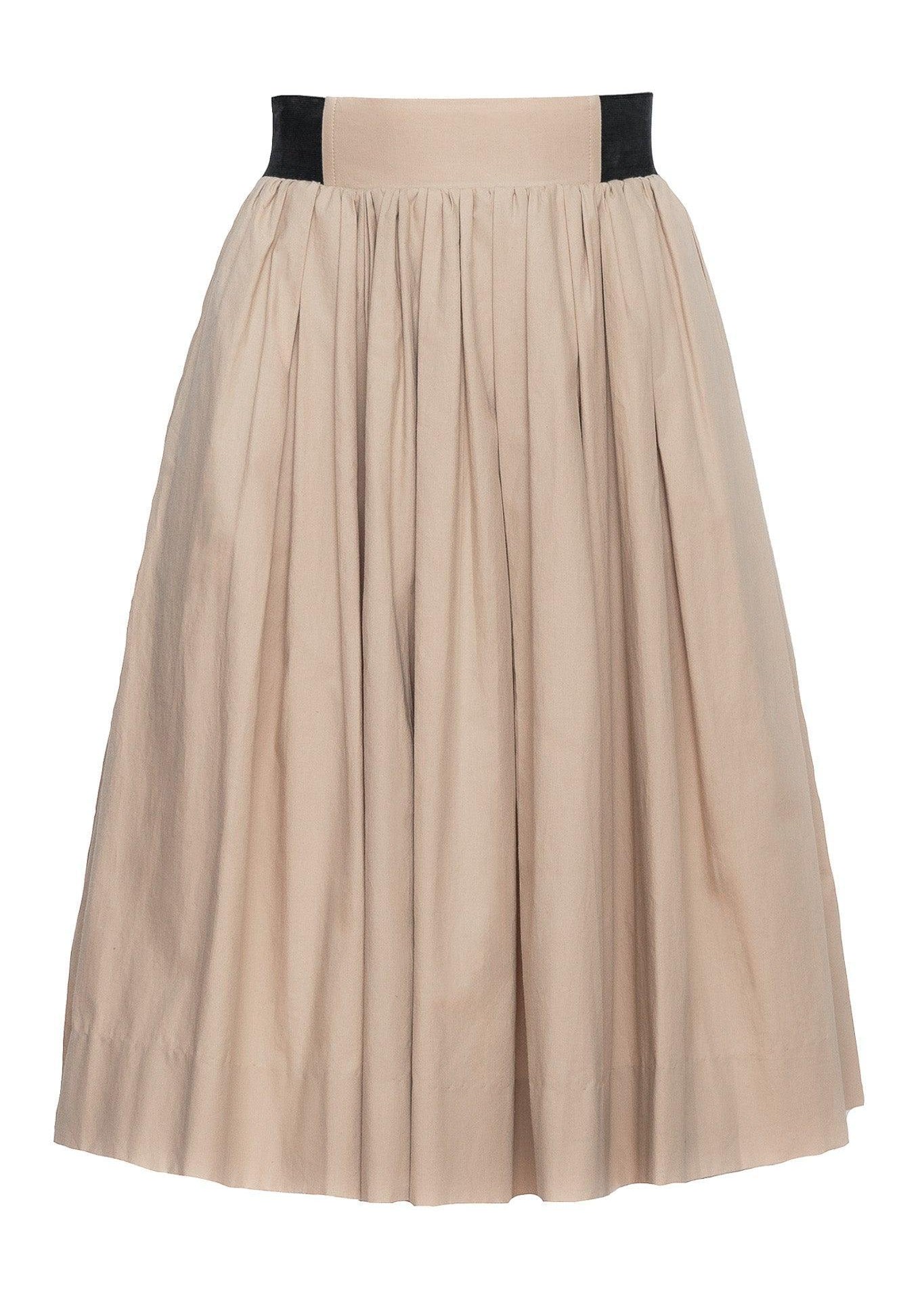 ELASTIC ENGINEERED COTTON SKIRT - LISA - BEIGE - Room 502