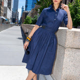 ENGINEERED COTTON SKIRT - LISA - BLUE INDIGO - Room 502