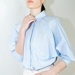 MARIE "COUTURE SHIRT" LIGHT BLUE + BLOCK PRINTED STRIPE - Room 502