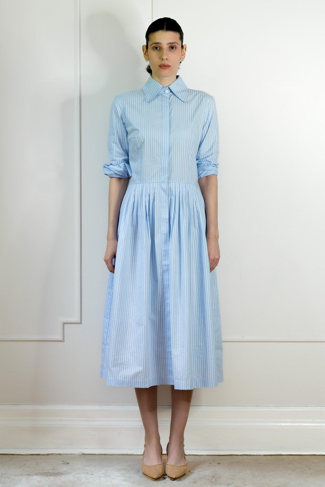 SHIRTDRESS ZOE - LIGHT BLUE WHITE STRIPES - Room 502