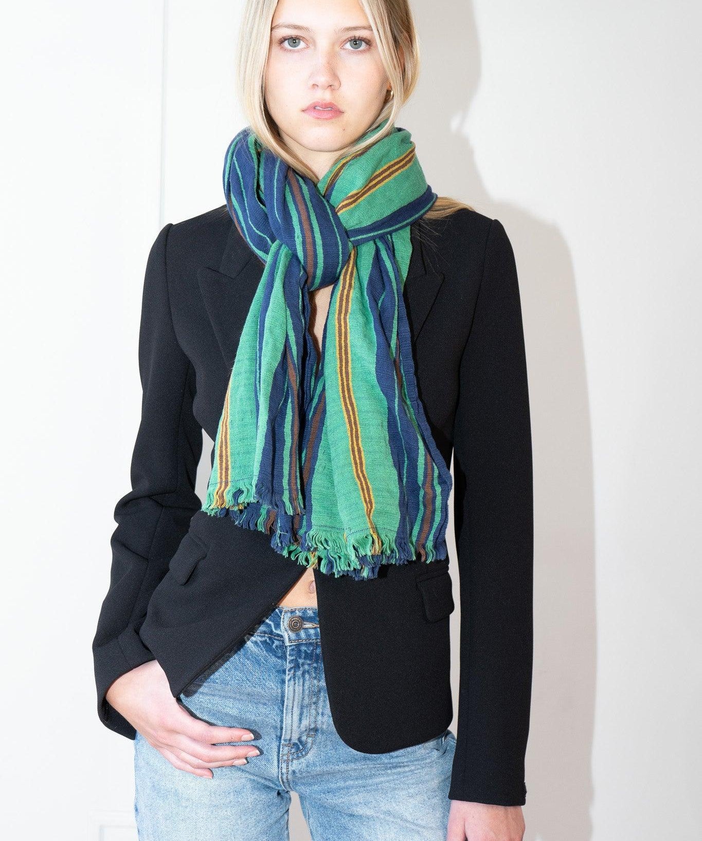 THE TRAVEL SCARF | HAND WOVEN COTTON | MODEL C | TURQUOISE - Room 502