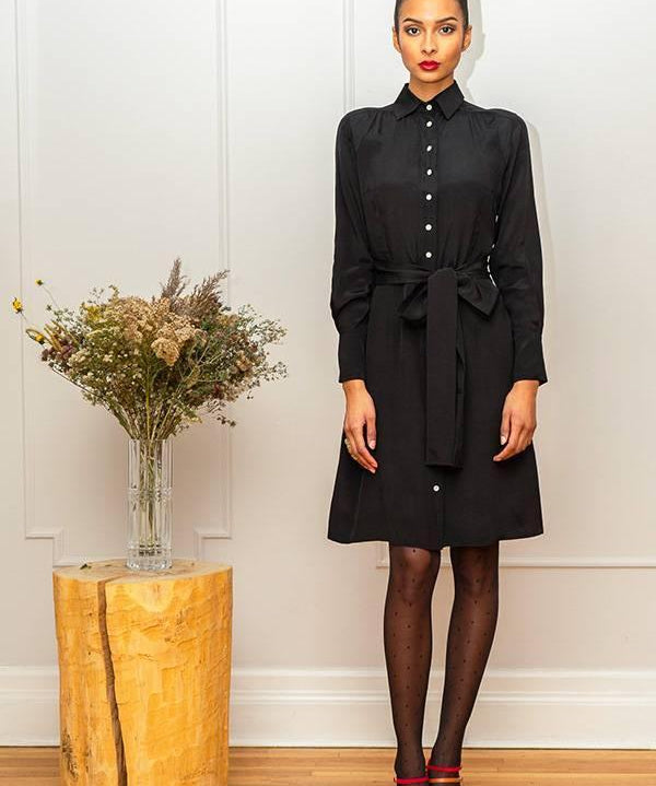 CHARLOTTE SHIRTDRESS- BLACK - Room 502