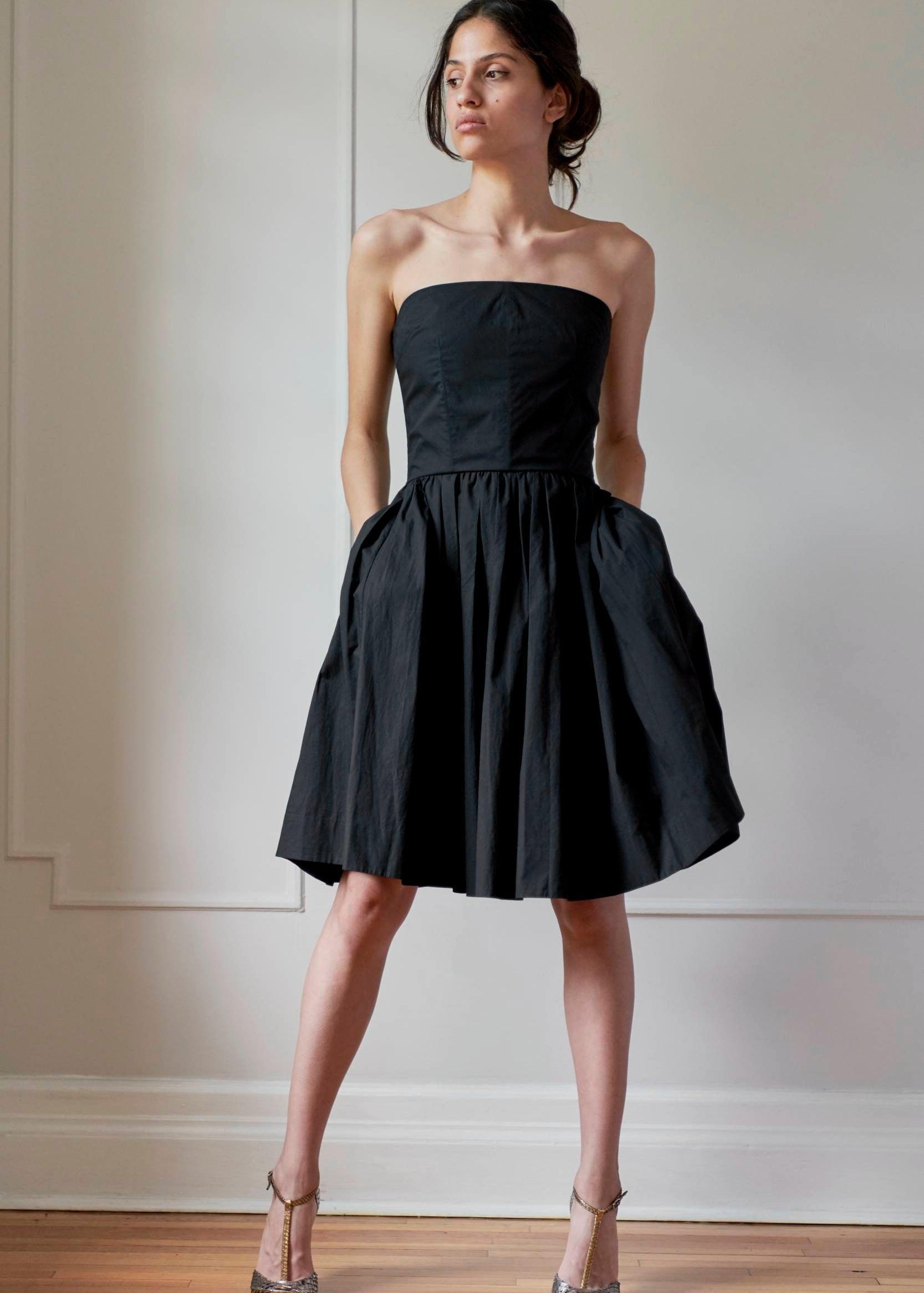 COTTON STRAPLESS DRESS MODEL 3 - RULA - BLACK - Room 502