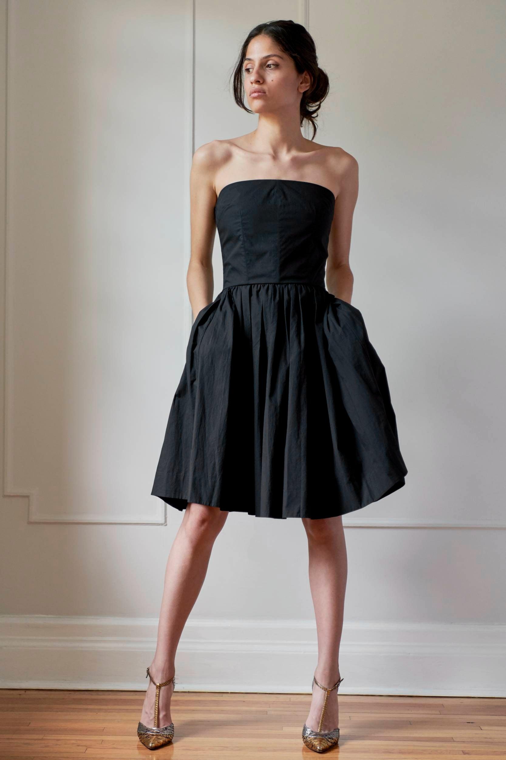 COTTON STRAPLESS DRESS MODEL 3 - RULA - BLACK - Room 502