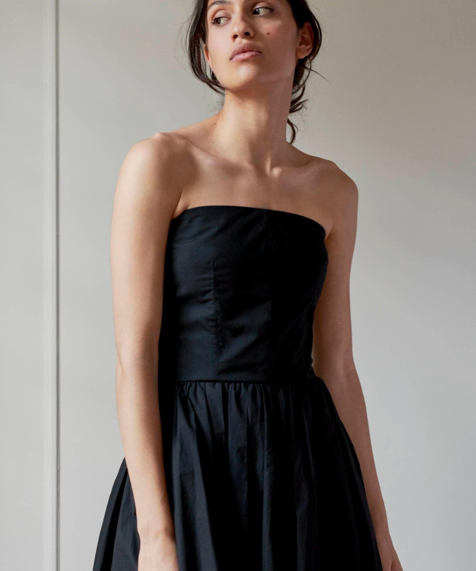 COTTON STRAPLESS DRESS MODEL 3 - RULA - BLACK - Room 502