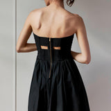 COTTON STRAPLESS DRESS MODEL 3 - RULA - BLACK - Room 502