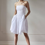 COTTON STRAPLESS DRESS MODEL 3 - RULA - WHITE - Room 502