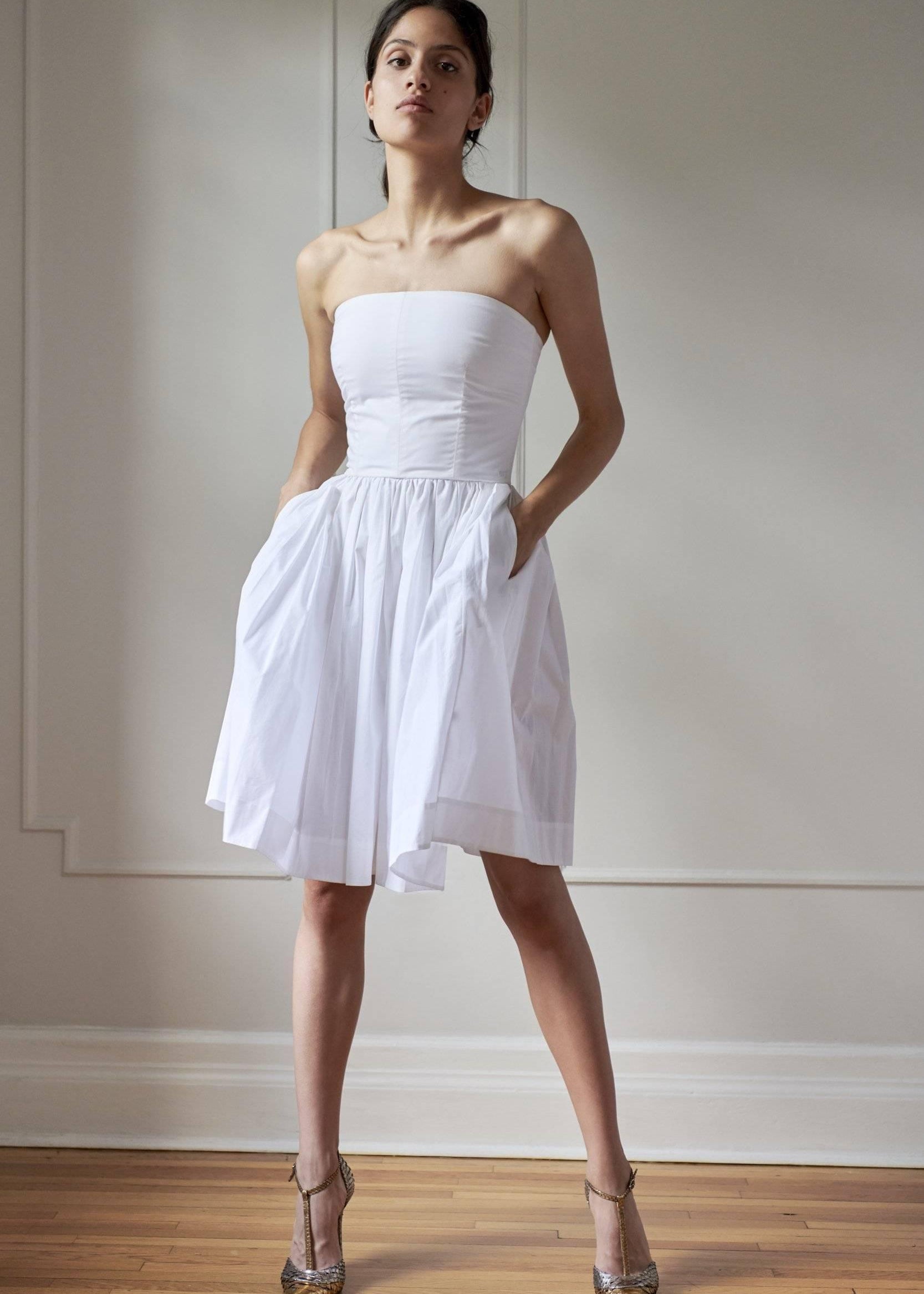 COTTON STRAPLESS DRESS MODEL 3 - RULA - WHITE - Room 502