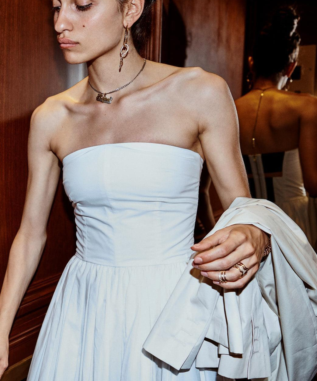 COTTON STRAPLESS DRESS MODEL 3 - RULA - WHITE - Room 502