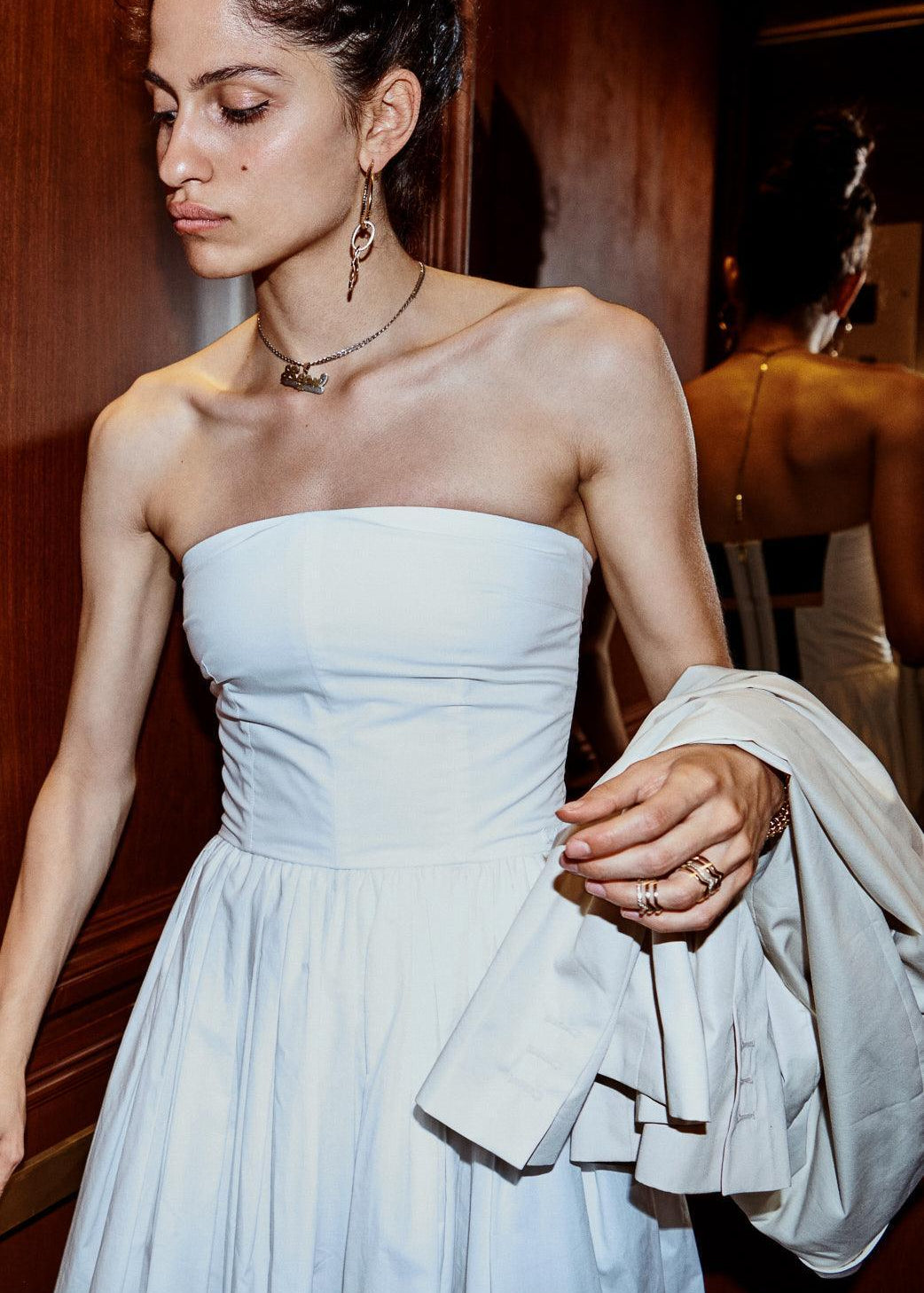 COTTON STRAPLESS DRESS MODEL 3 - RULA - WHITE - Room 502