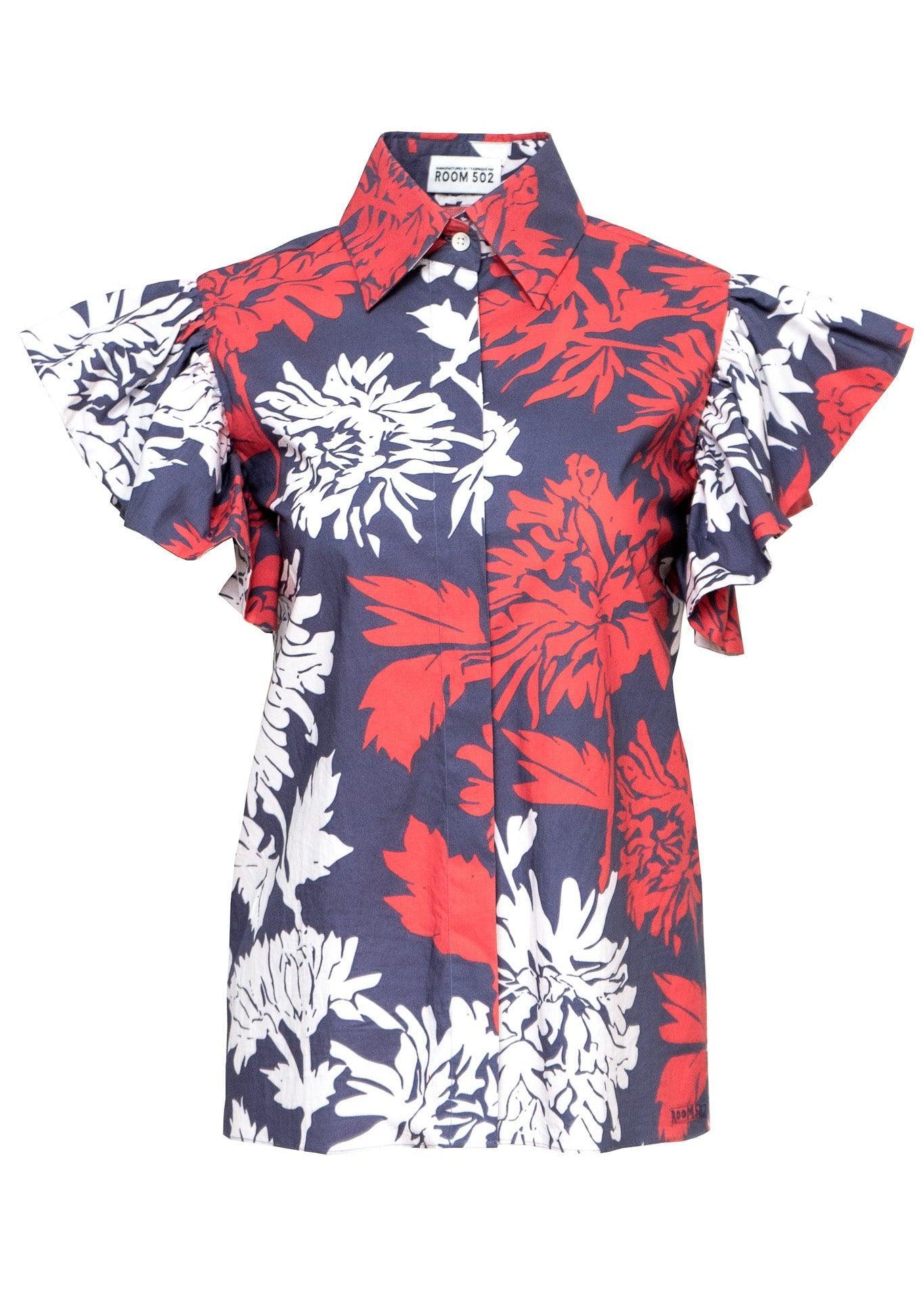 COUTURE PRINT RUFFLE BLOUSE - TINA - Room 502