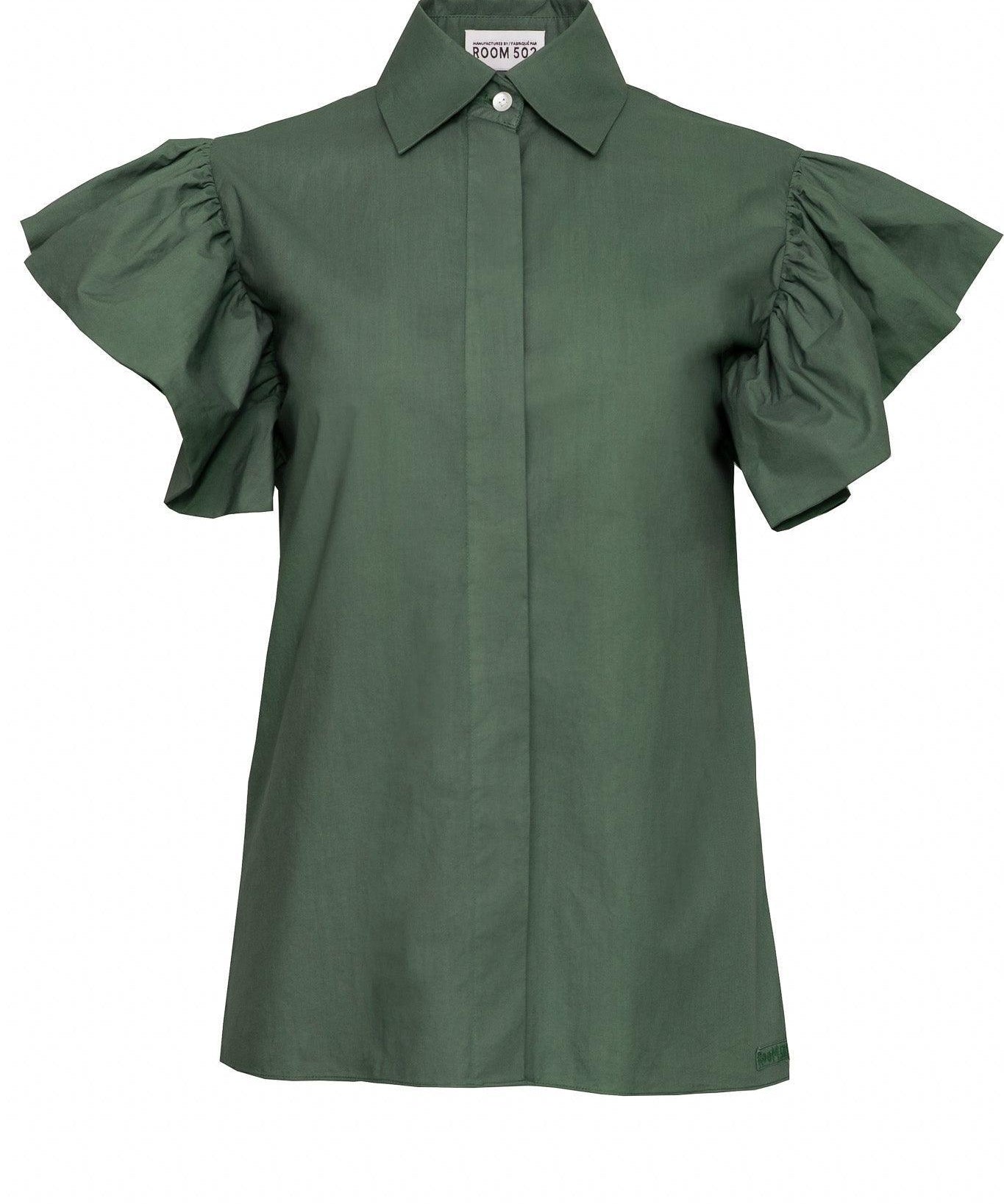 COUTURE RUFFLE BLOUSE - TINA - GREEN - Room 502