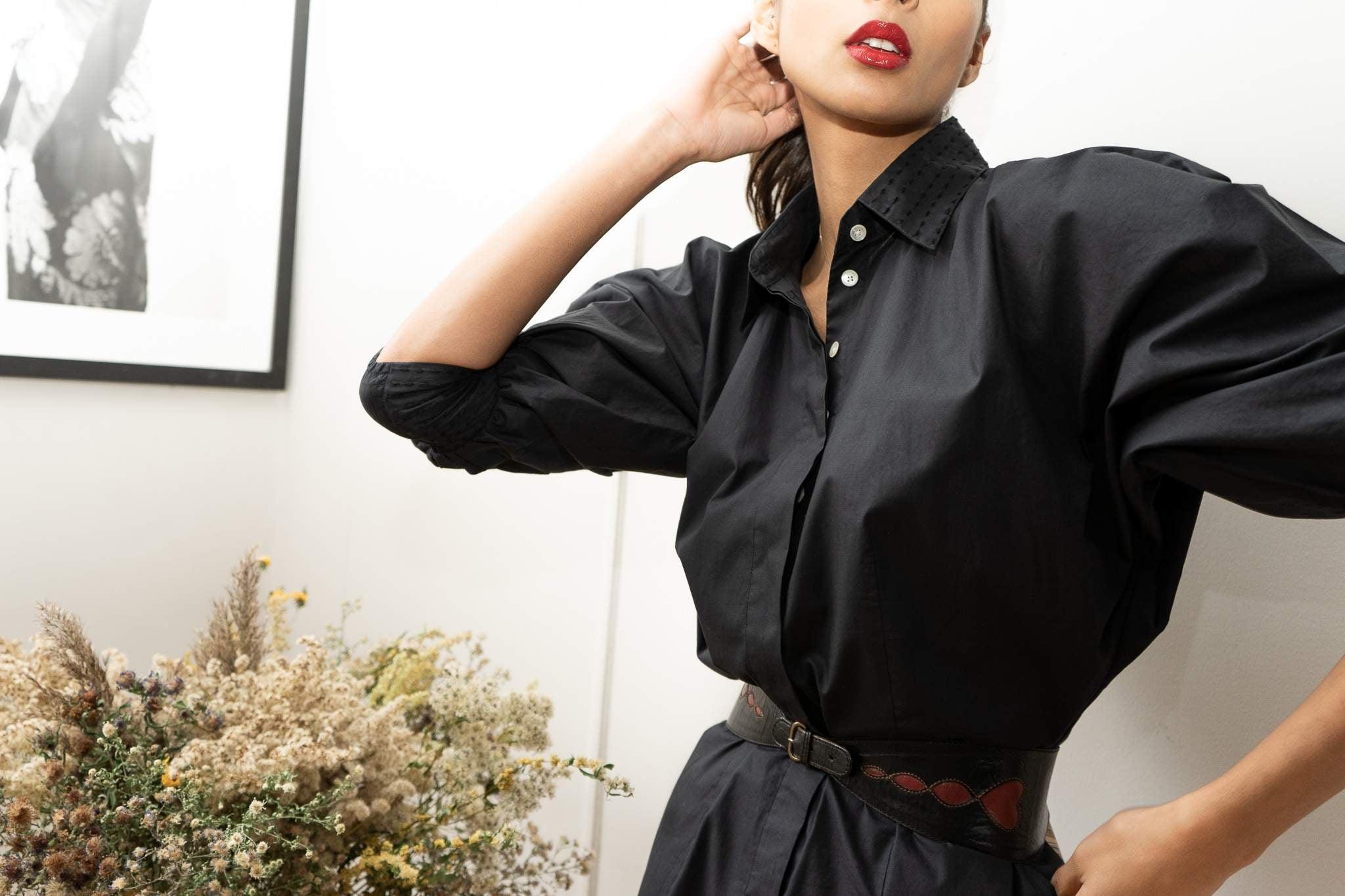 COUTURE SHIRTDRESS VERA - BLACK - Room 502