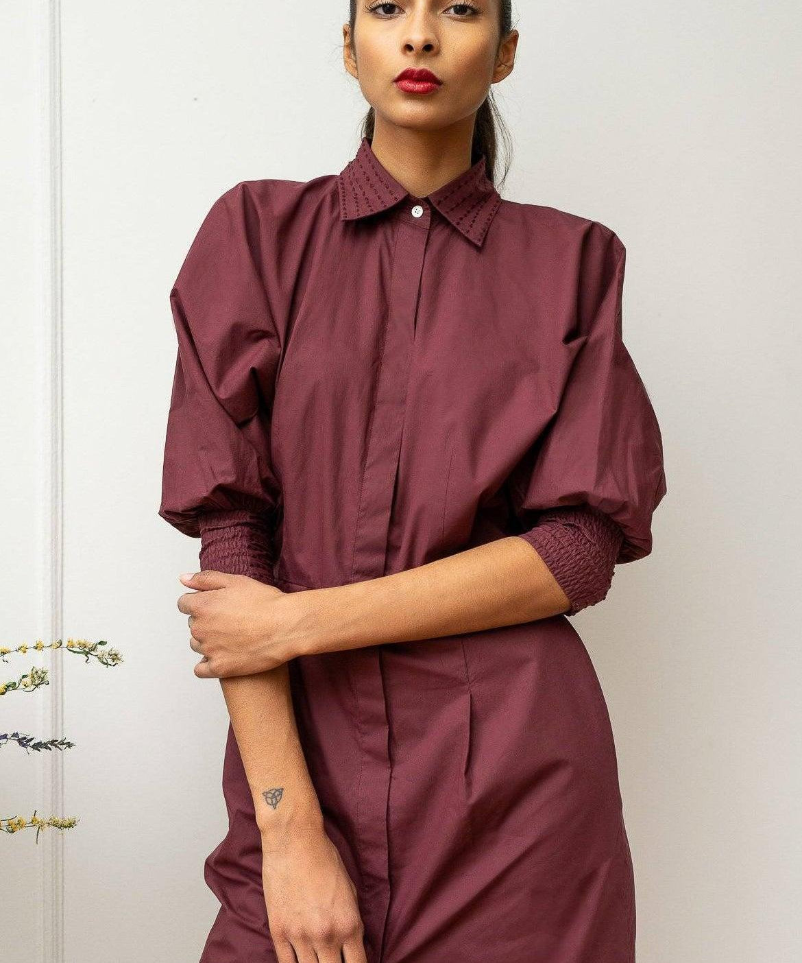 COUTURE SHIRTDRESS VERA - BORDEAUX - Room 502