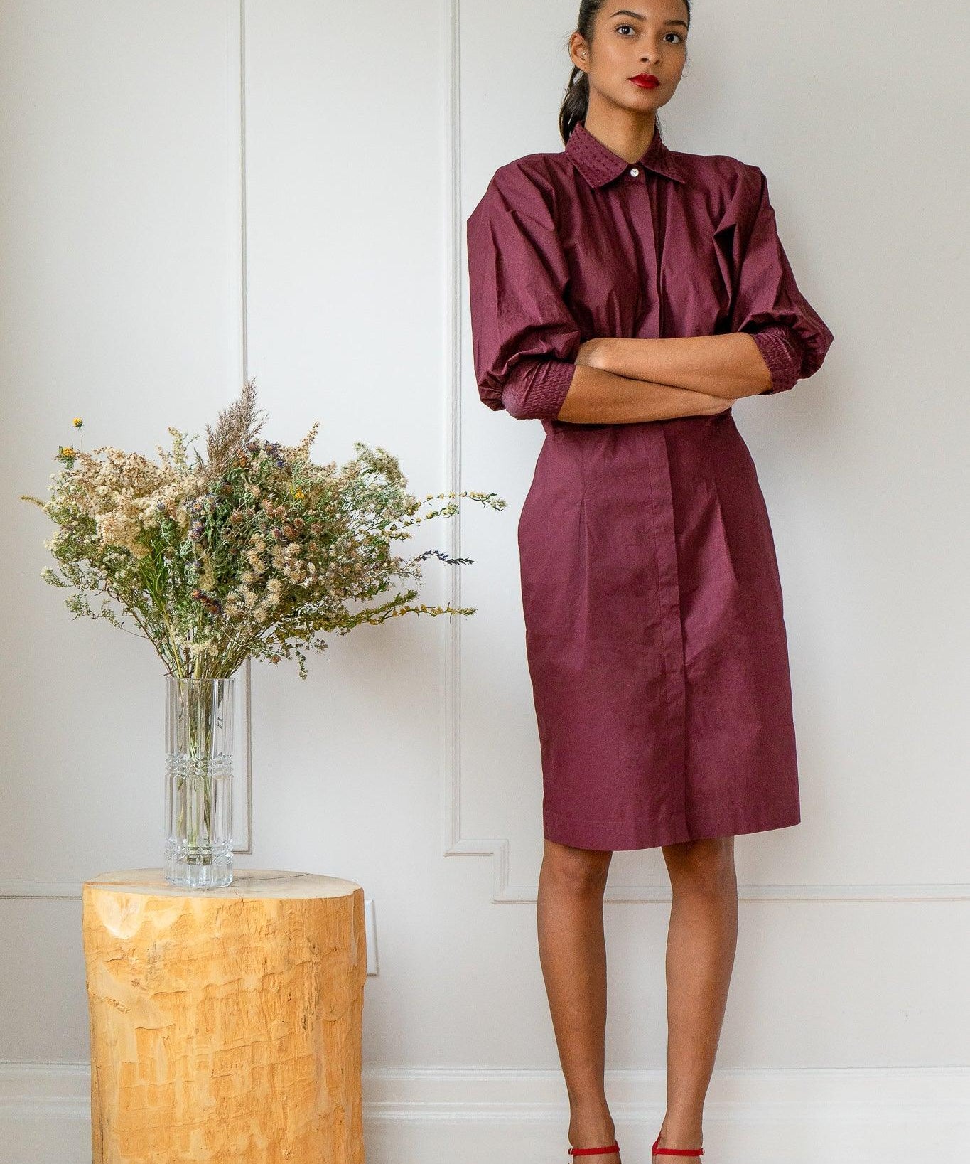 COUTURE SHIRTDRESS VERA - BORDEAUX - Room 502