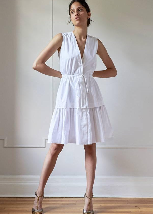 DRAWSTRING DRESS MODEL 1 VERONICA WHITE - Room 502