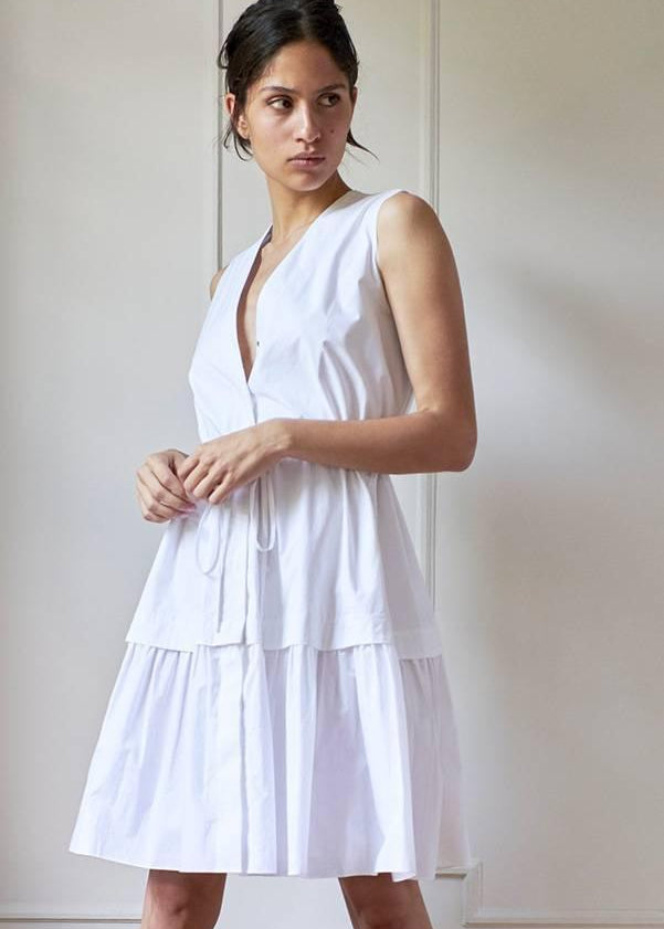 DRAWSTRING DRESS MODEL 1 VERONICA WHITE - Room 502