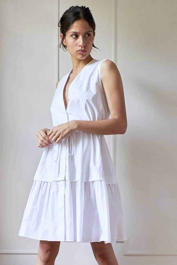 DRAWSTRING DRESS MODEL 1 VERONICA WHITE - Room 502