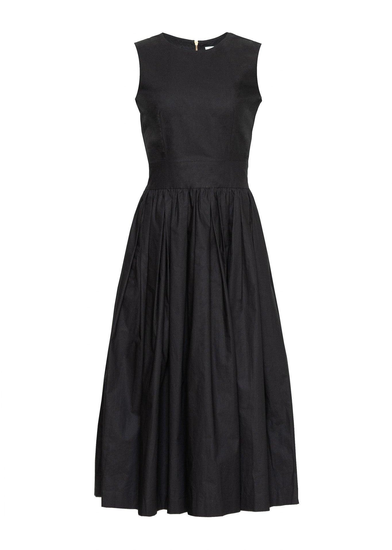LUXURY SLEEVELESS DRESS - ANNA COTTON - BLACK - Room 502