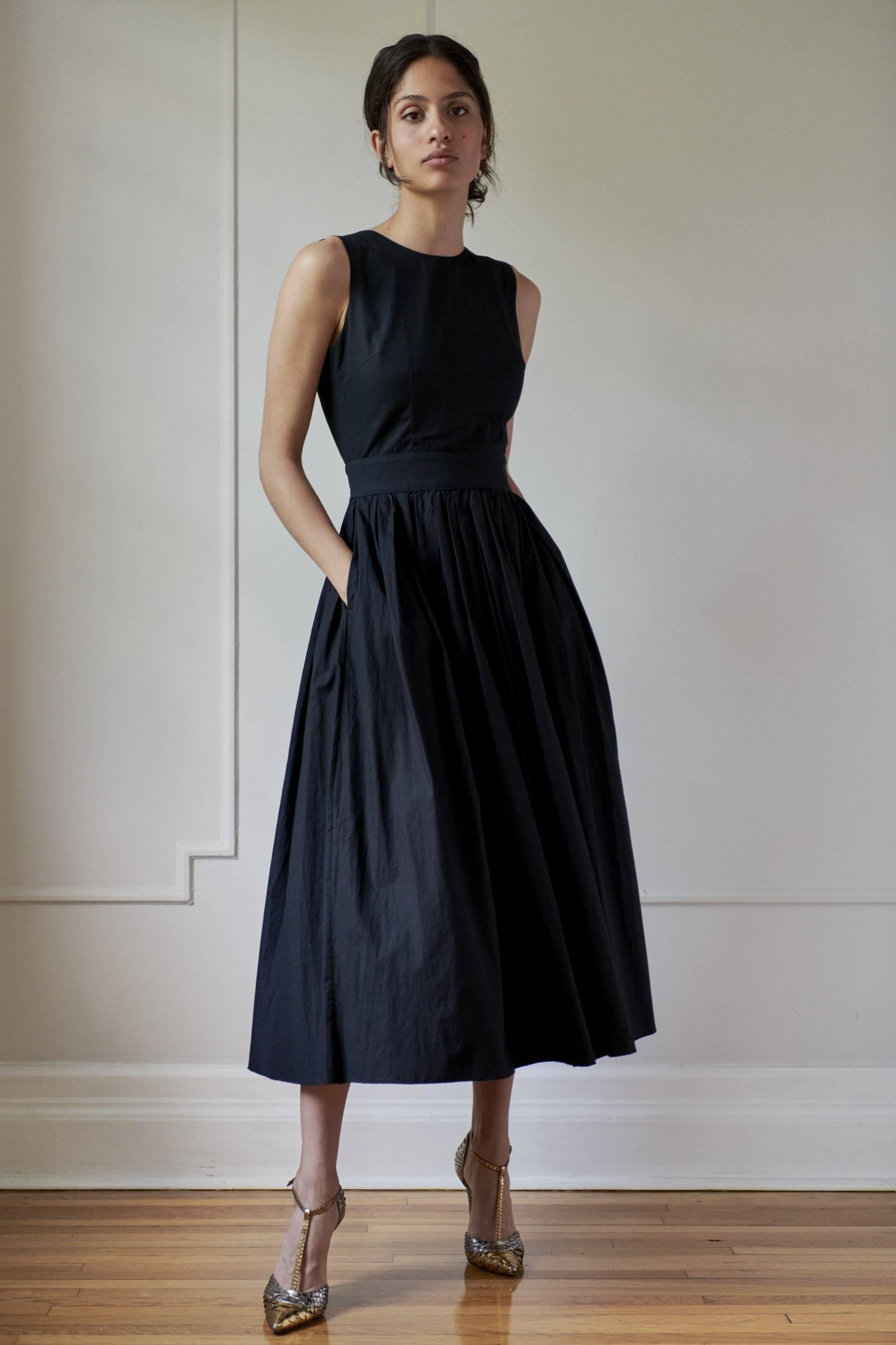 Anna Black Cotton Dress Pockets | Sleeveless Midi | Room 502 2/34 Anna Black Cotton Dress Pockets | Sleeveless Midi | Room 502 2/34
