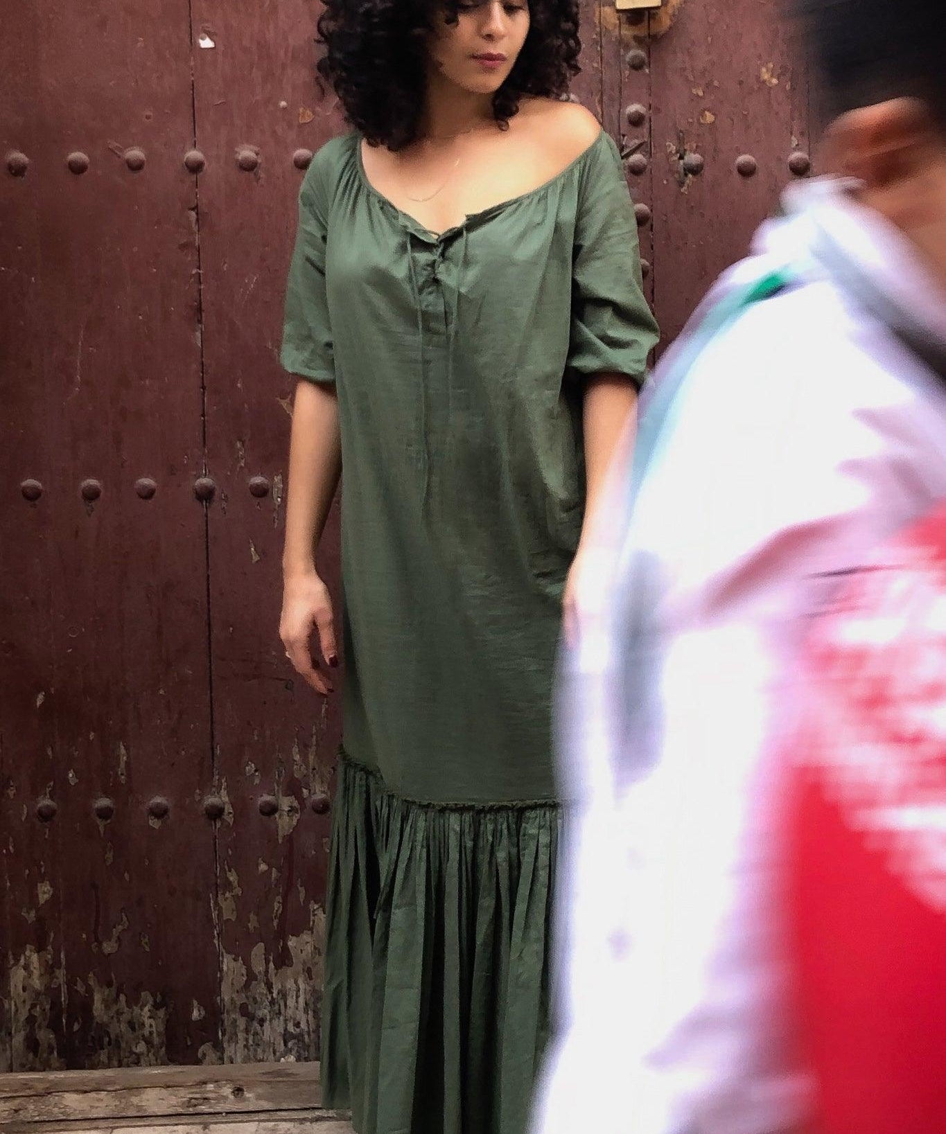 RESORT BEACH DRESS MODEL 8 LENA - KHAKI GREEN - Room 502
