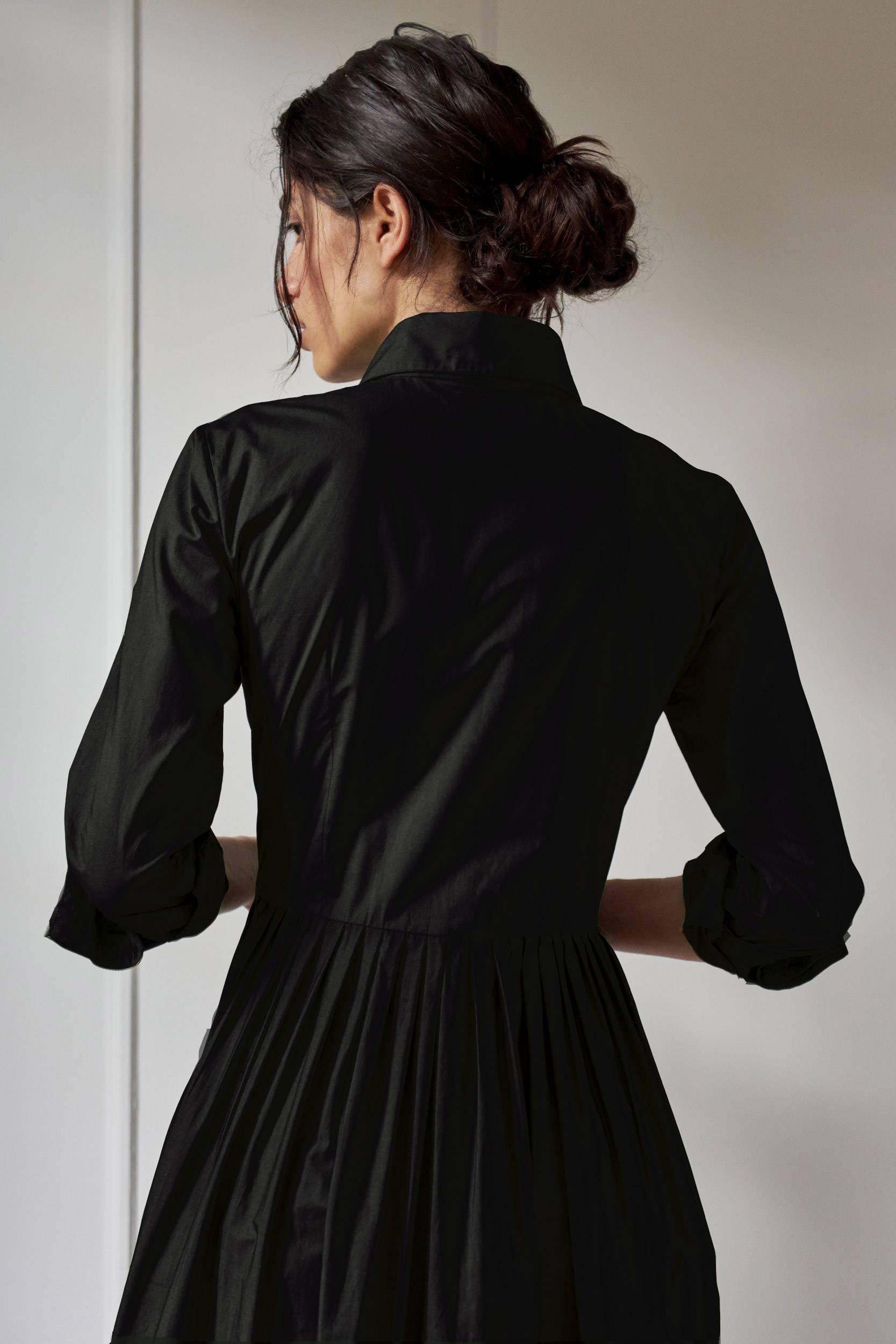 Zoe Black Cotton Shirtdress Pockets | Long Sleeve | Room 502 Zoe Black Cotton Shirtdress Pockets | Long Sleeve | Room 502