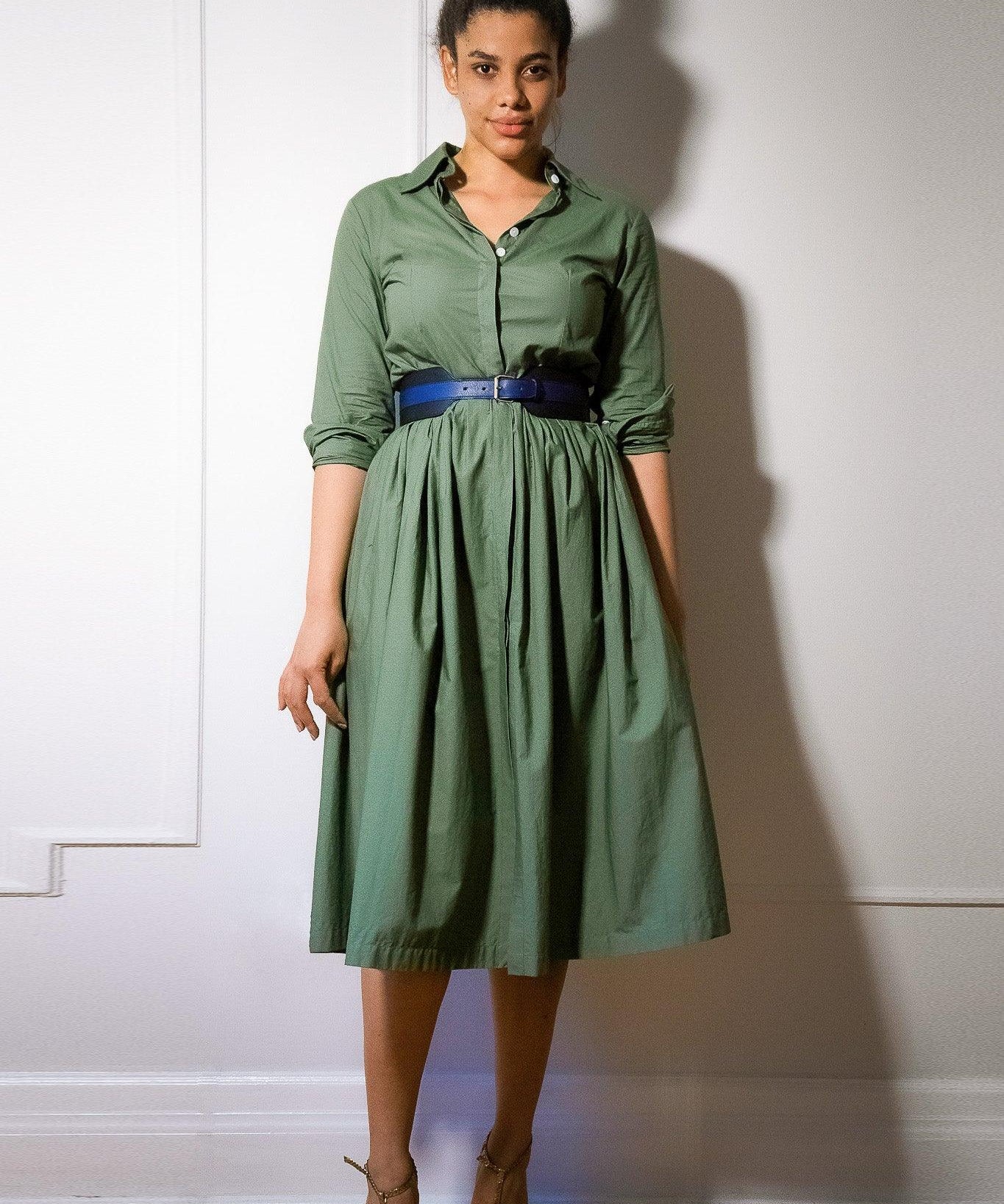 SHIRTDRESS MODEL 9 ZOE - KHAKI GREEN - Room 502
