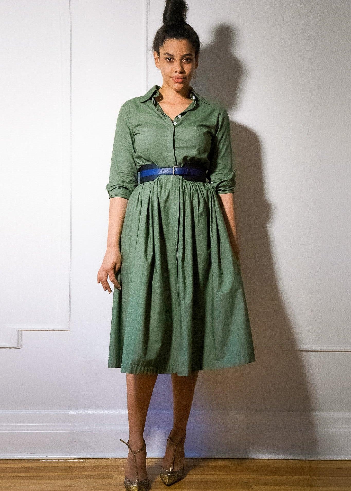 SHIRTDRESS MODEL 9 ZOE - KHAKI GREEN - Room 502