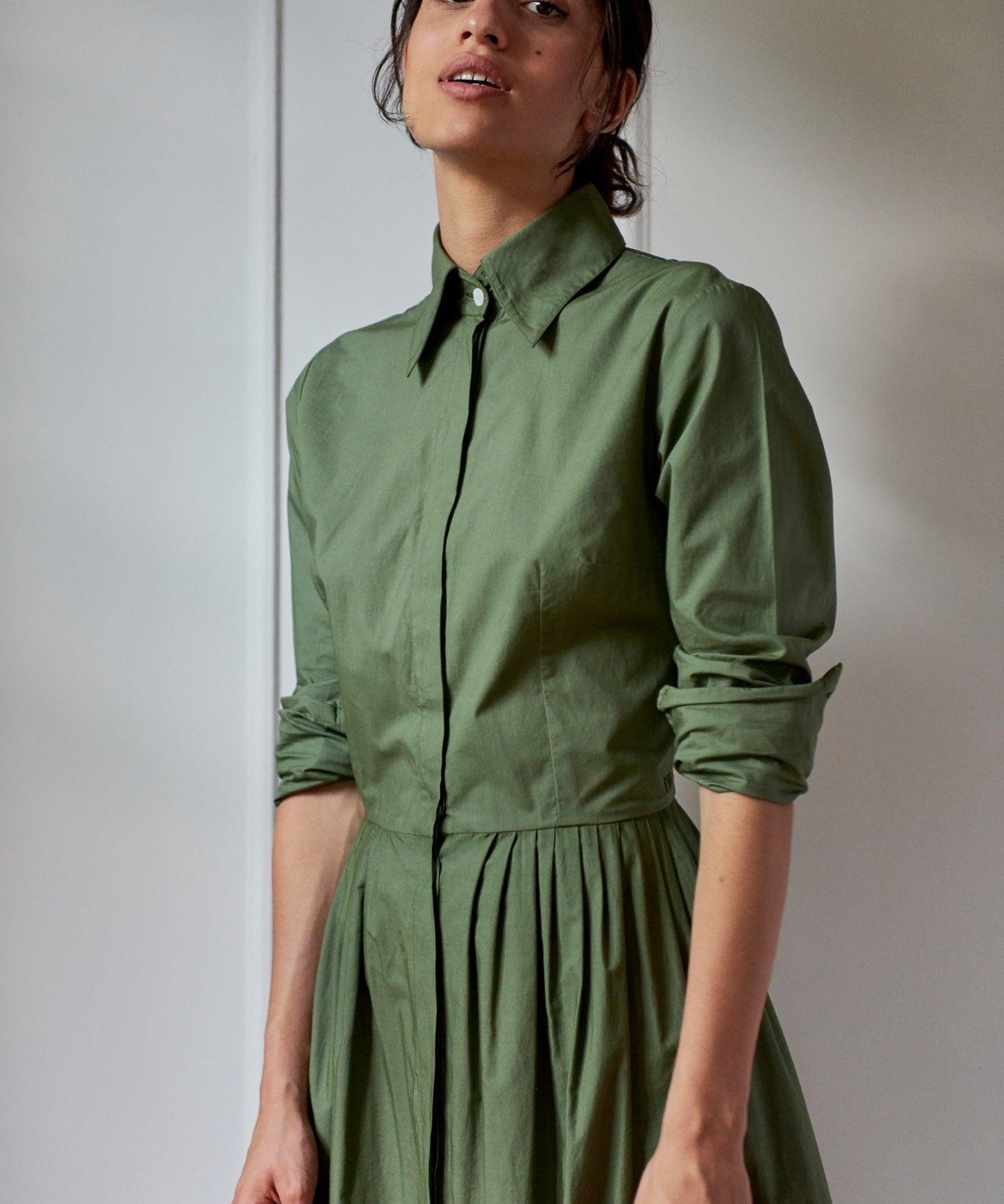SHIRTDRESS MODEL 9 ZOE - KHAKI GREEN - Room 502