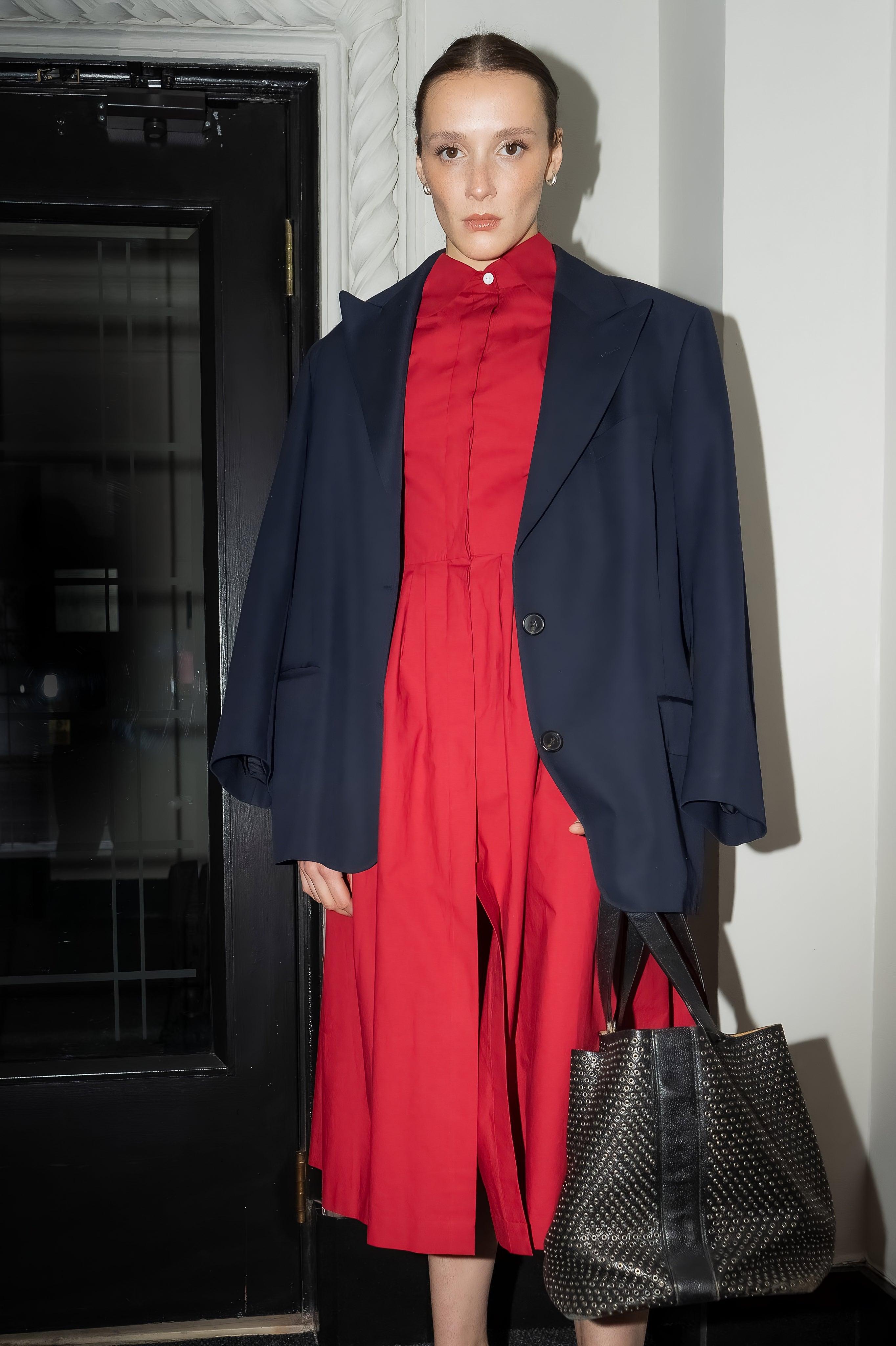 red shirt dress women's Zoe Red Cotton Shirtdress with Pockets | Sophie Théallet