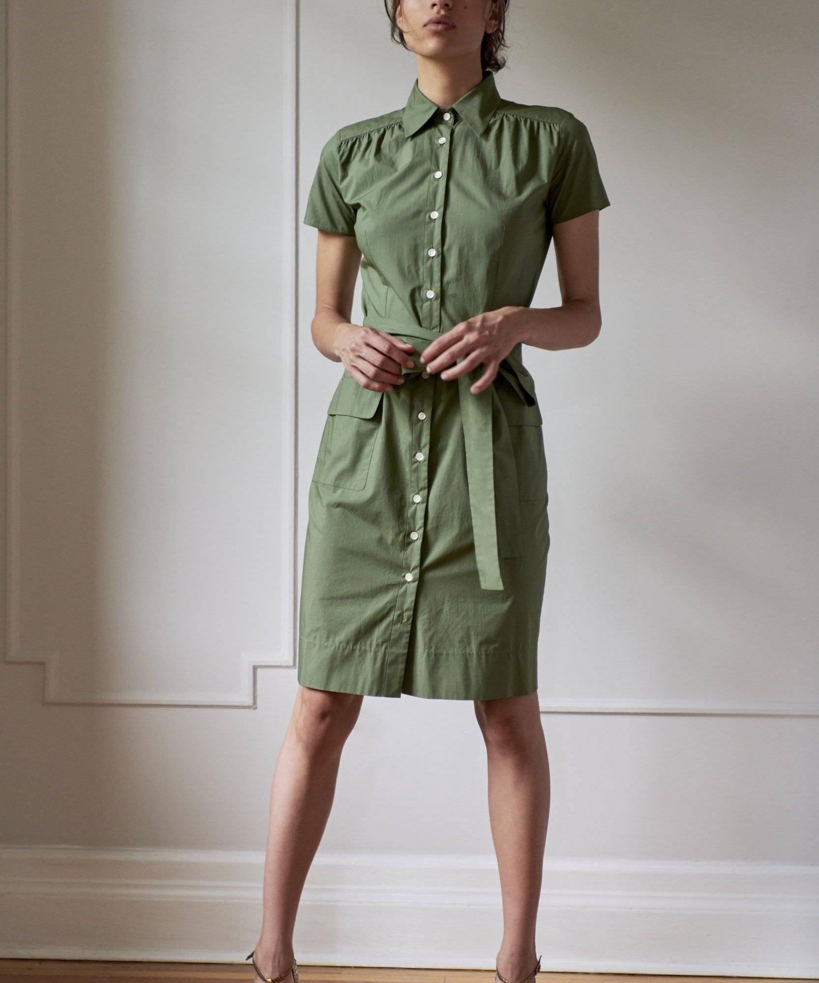 STEPHANIE PRESTIGE SHIRTDRESS MODEL 2 - KHAKI GREEN - Room 502