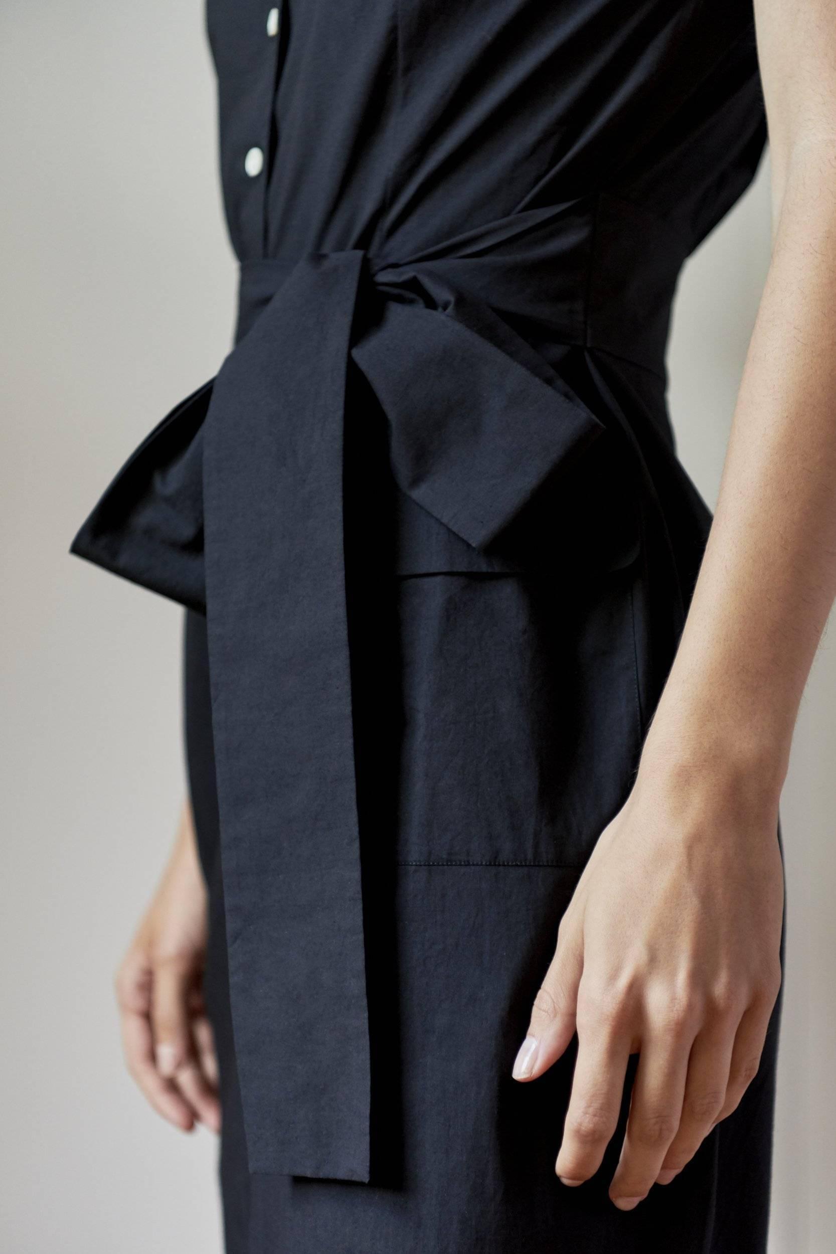 room 502 shirt dress Zoe Black Cotton Shirtdress Pockets | Long Sleeve