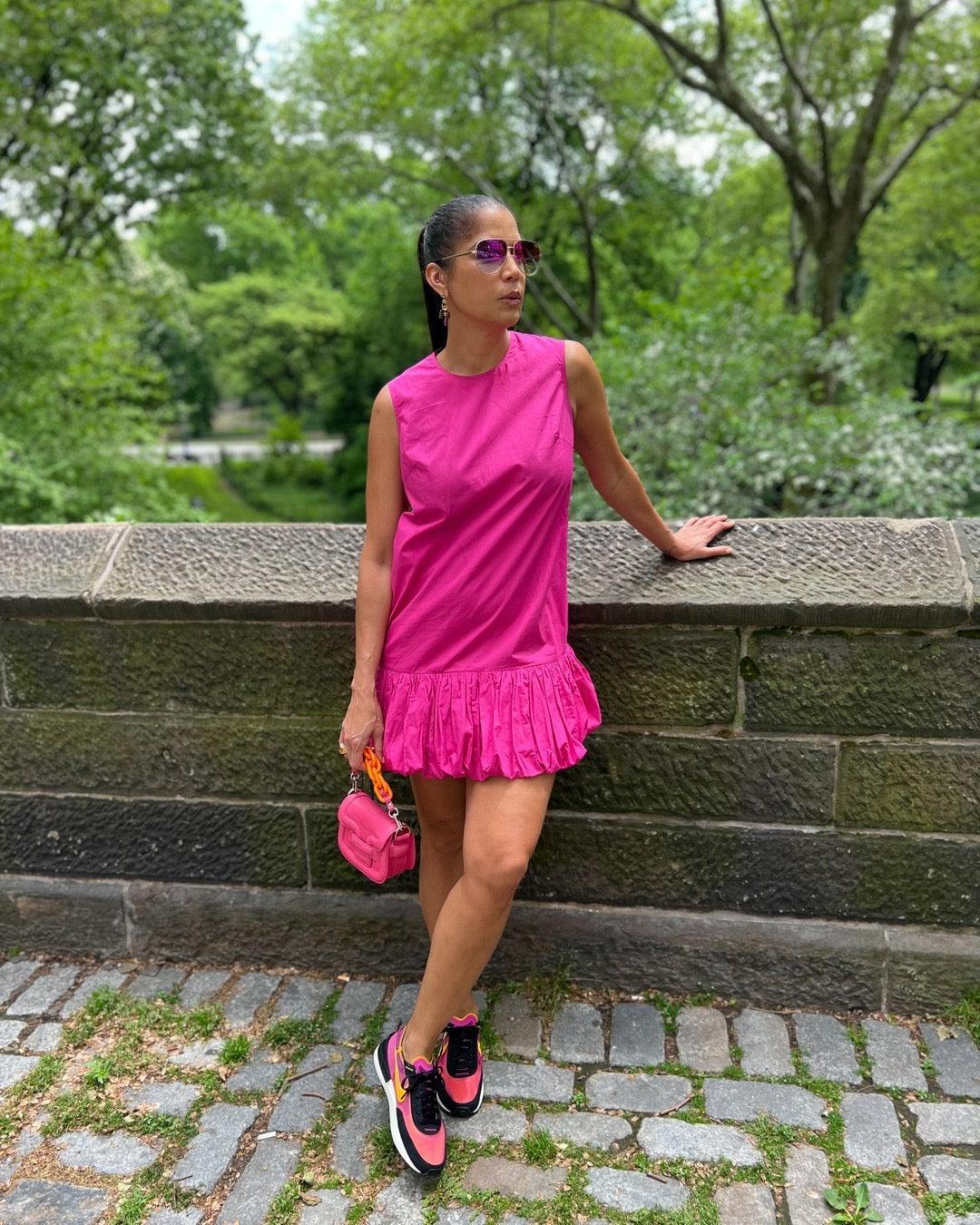 TRAPEZE DRESS MODEL 4 YARA - PINK - Room 502