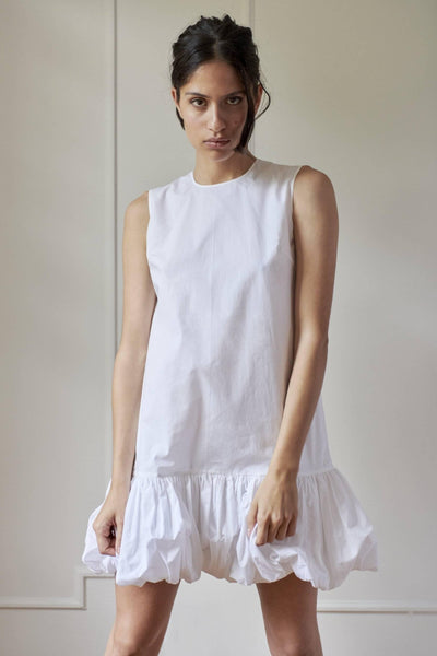Yara White Cotton Trapeze Dress